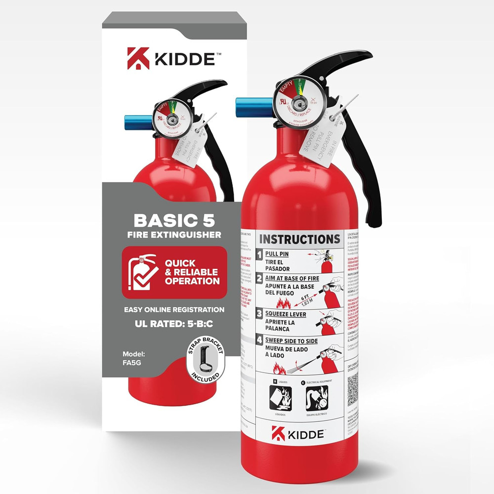 Basic Fire Extinguisher for Home, Office, Residential, Single-Use, 5BC