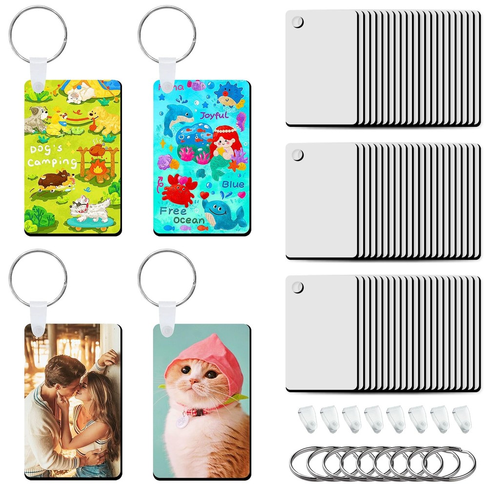 10 Pack Sublimation Keychain Blanks, MDF Double Sided Sublimation Blanks Keyc...