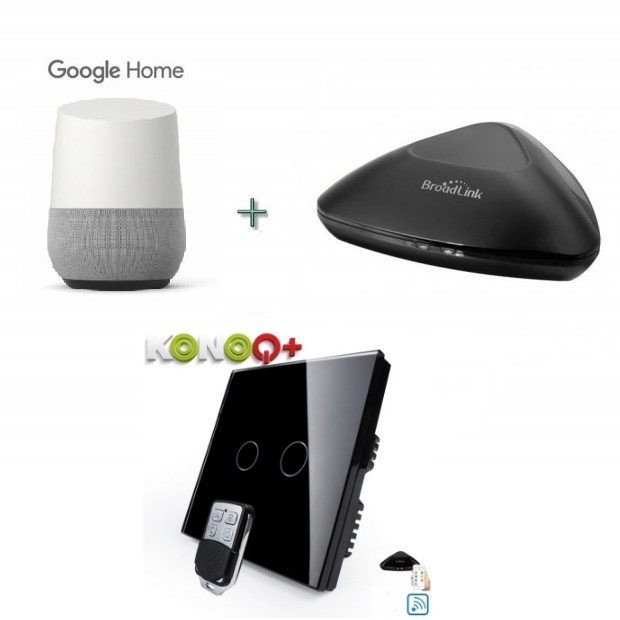 KONOQ BLACK Luxury Glass Panel Touch LED Light Smart Switch:ON/OFF