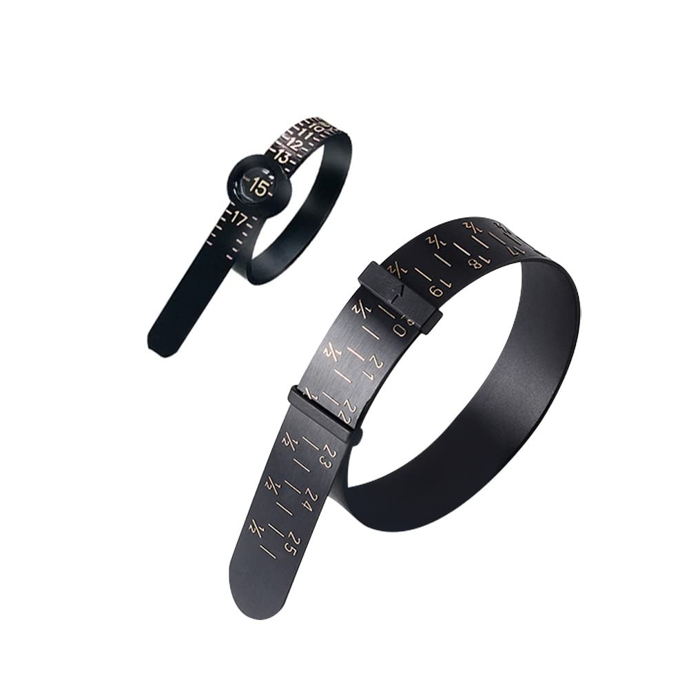 HayEastdor 2PCS Ring and Bracelet Sizer Measuring Tool Black Reusable
