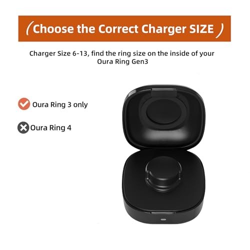 Upgraded Charging Case Compatible with Oura Ring Gen3 Charger Size 9 Black