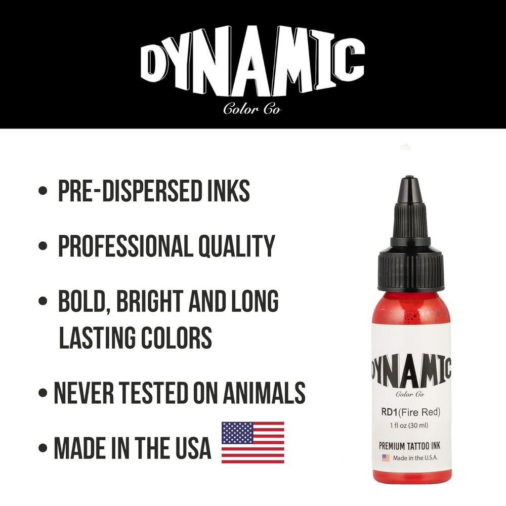 Fire Red Tattoo Ink - 1oz , High-Pigment & Smooth Application