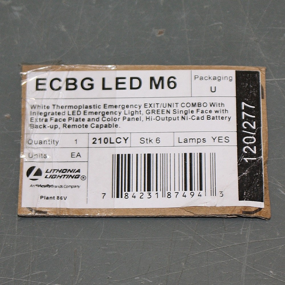 PARTIAL - Lithonia Exit Sign ECBG LED M6, Green/White, LED, Emergency Lights