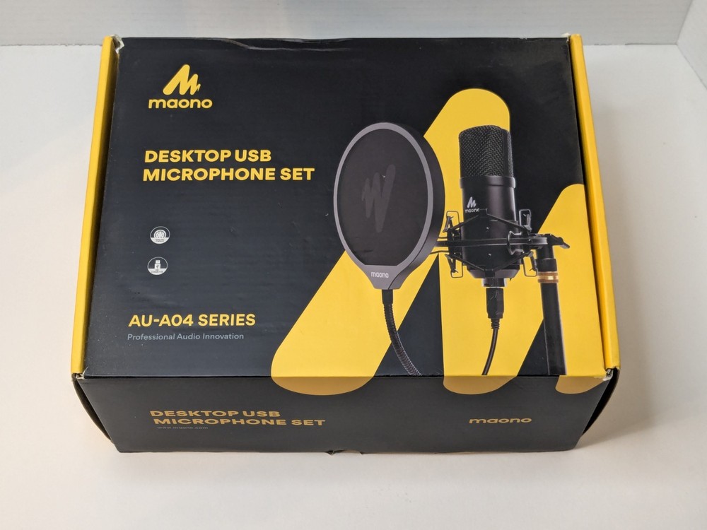 Desktop USB Microphone (Maono AU-A04 Series) w/ Stand & Pop Filter