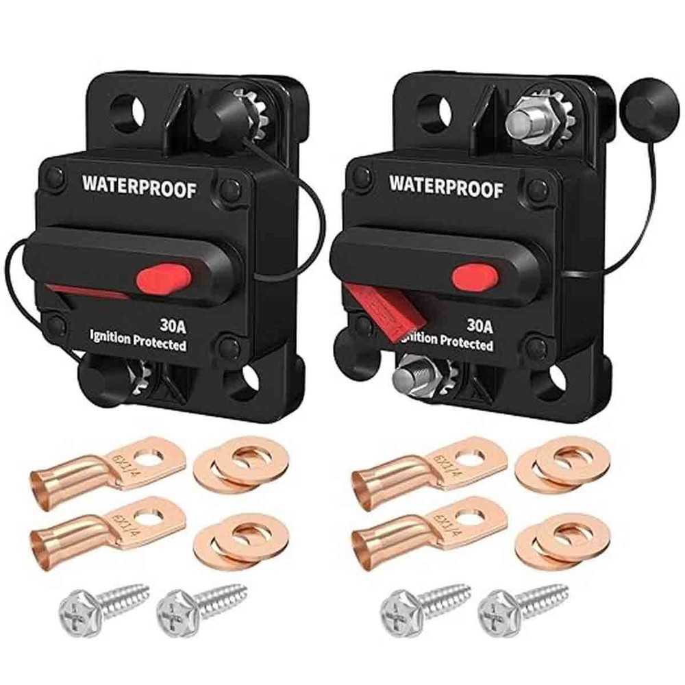 2Pack 30 Amp Marine Circuit Breaker Switch Fuses with Manually Reset Button