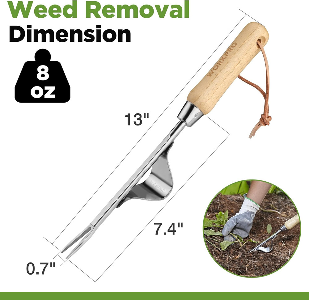 Weed Puller Tool, Metal Leverage Base and V-Shaped Forks for Easy Weed Removal &