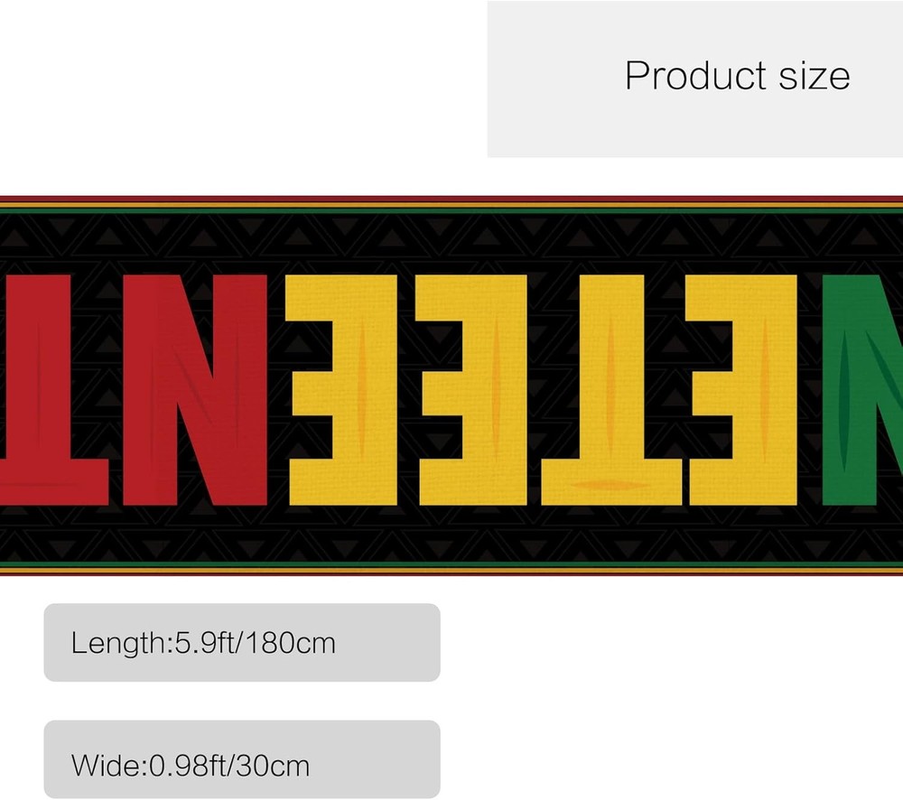 1865 Juneteenth Day Linen Table Runner Kitchen Dining Table Decor, African Ameri