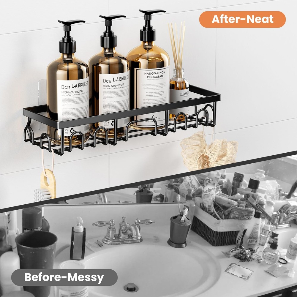 Shower Caddy, 3 Pack Shelves for Inside Bathroom, Standard, Black