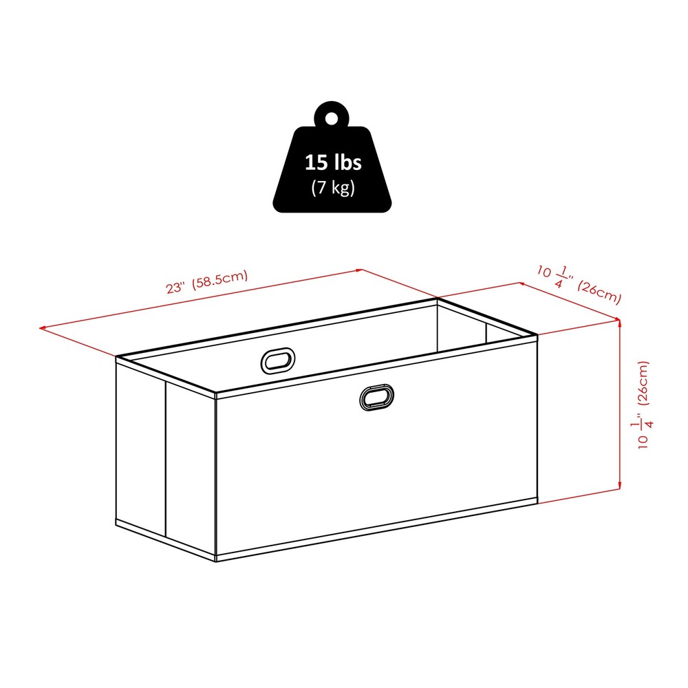 Torino 2-Piece Foldable Wide Baskets, Black Fabric