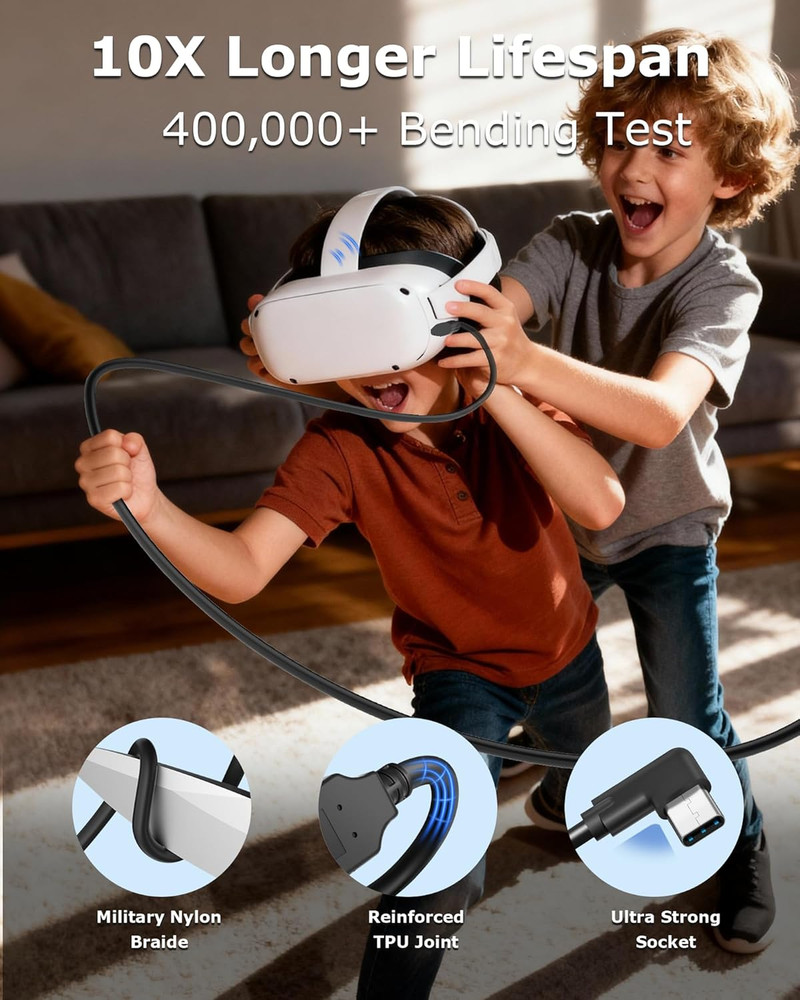 Kuject Link Cable with Charging for Meta Quest 3S Oculus Quest 3 Quest 2/Pro, Pi