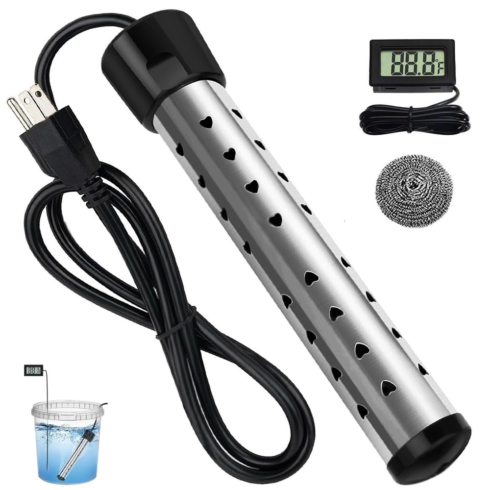 2000W Stainless Steel Water Heater Portable Bucket Heater for 5 Gallon