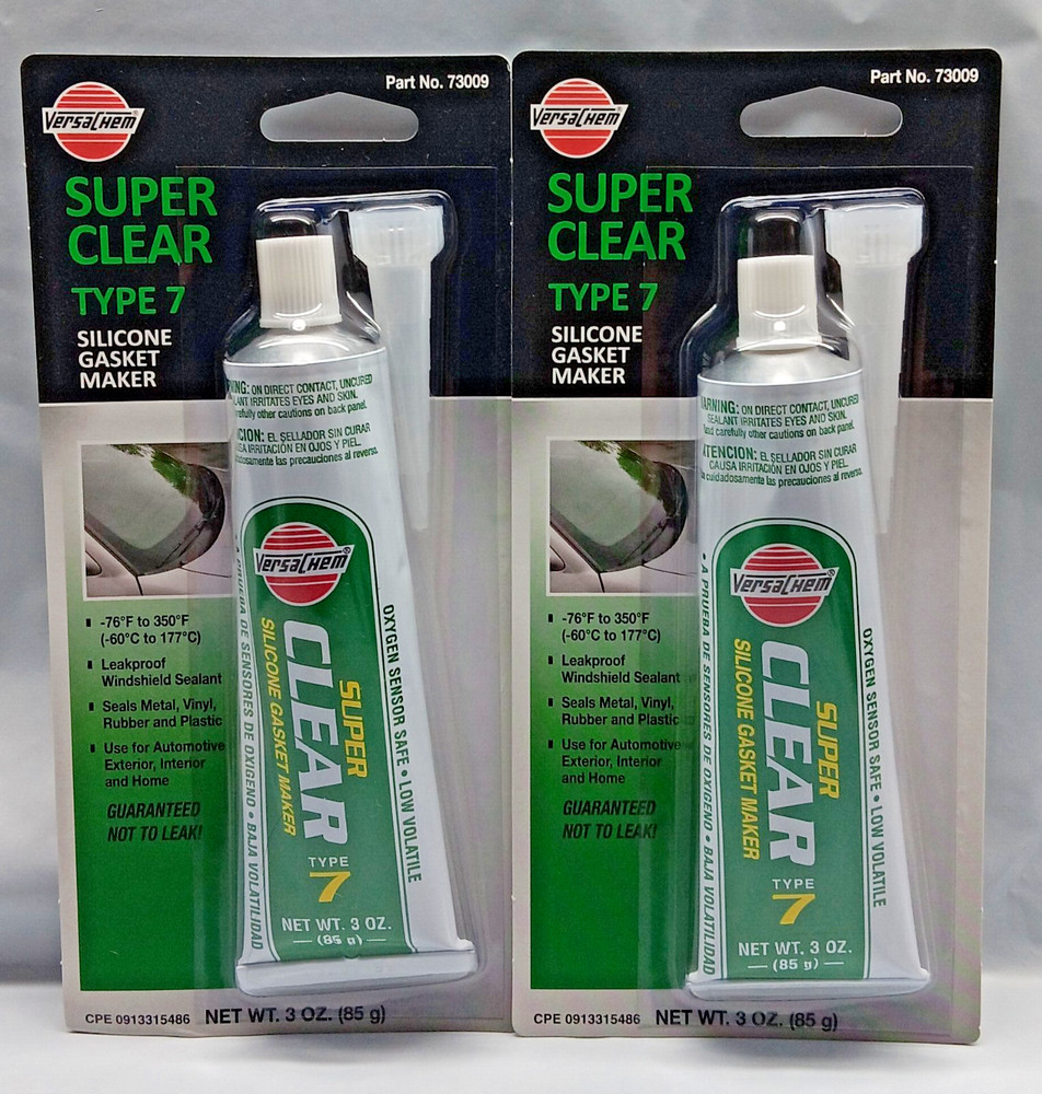 VersaChem Super Clear Silicone Gasket Maker Type 7 Clear 3oz (2 Pack)