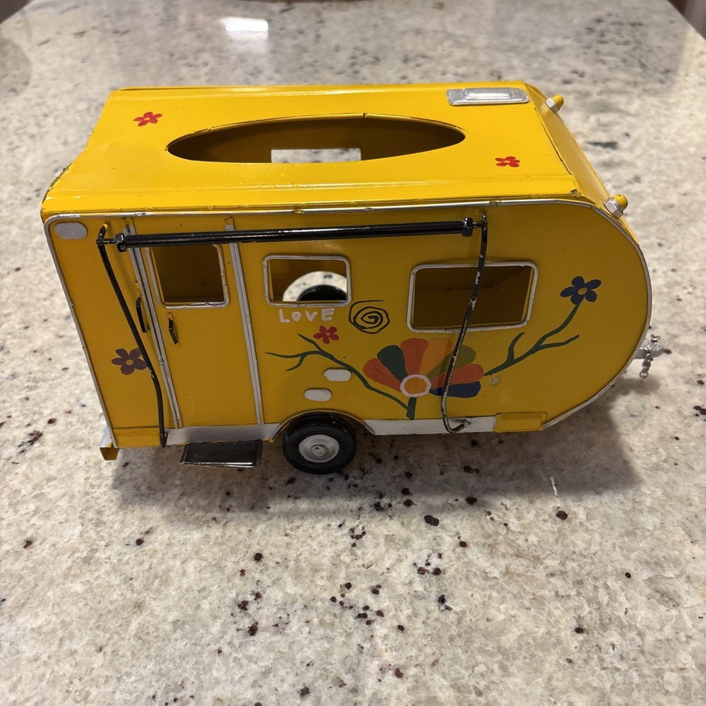 Yellow Camper Trailer Model Tissue Holder