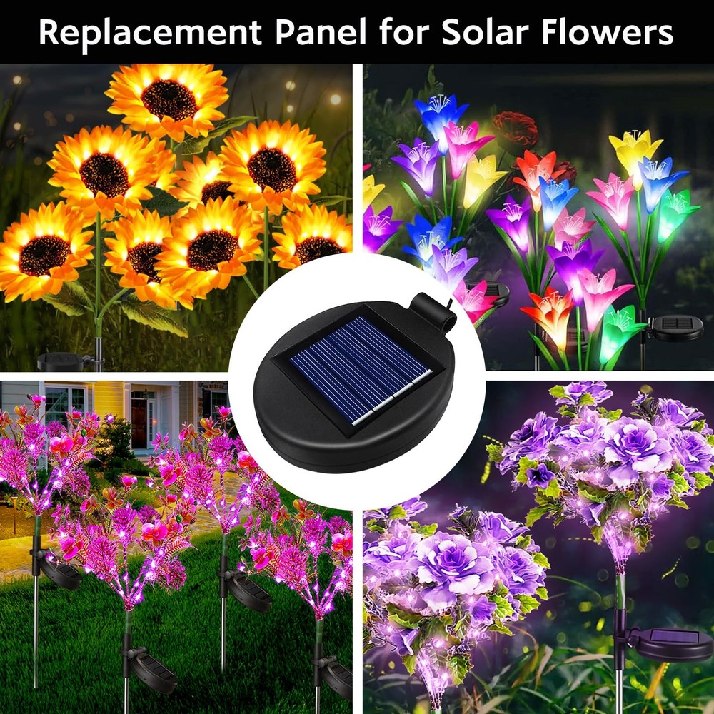 4 Pack Replacement Solar Panel for Outdoor Lights, Panel-4 Pack, Black