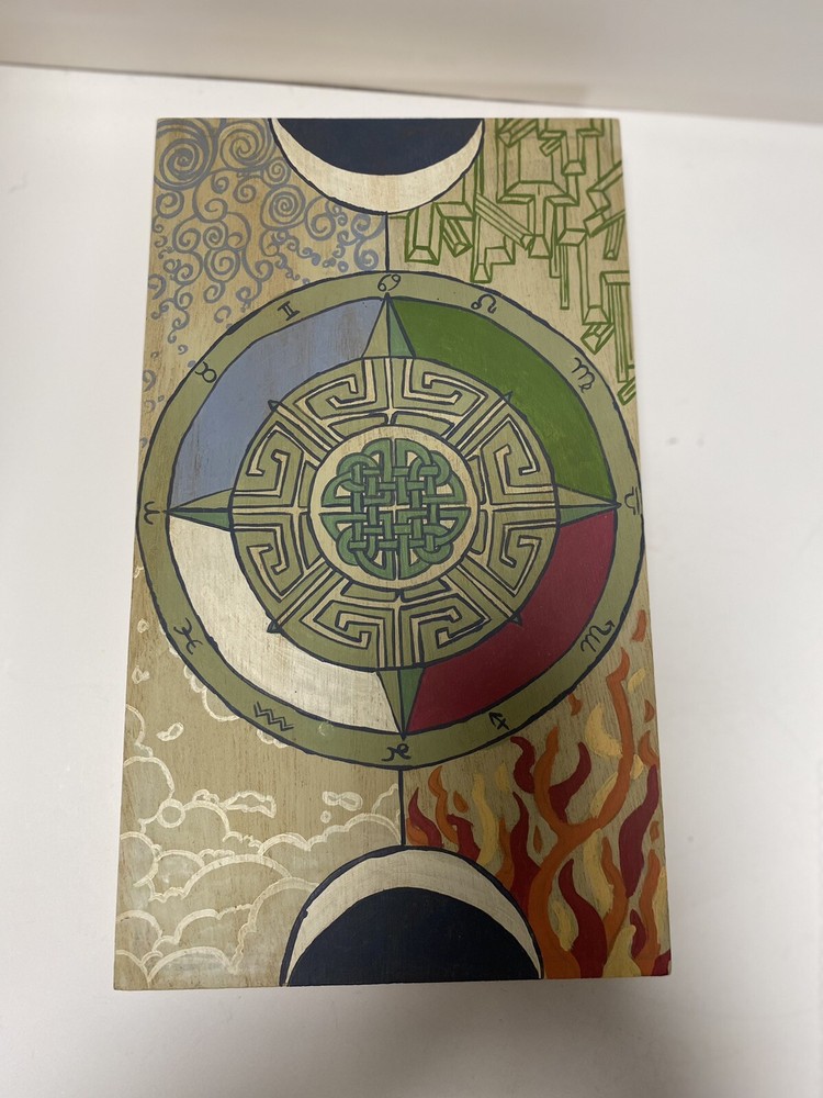 Handpainted wooden box - Elements and Astrology