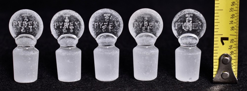 5 Count Pyrex # 13 Penny Head Glass Stoppers