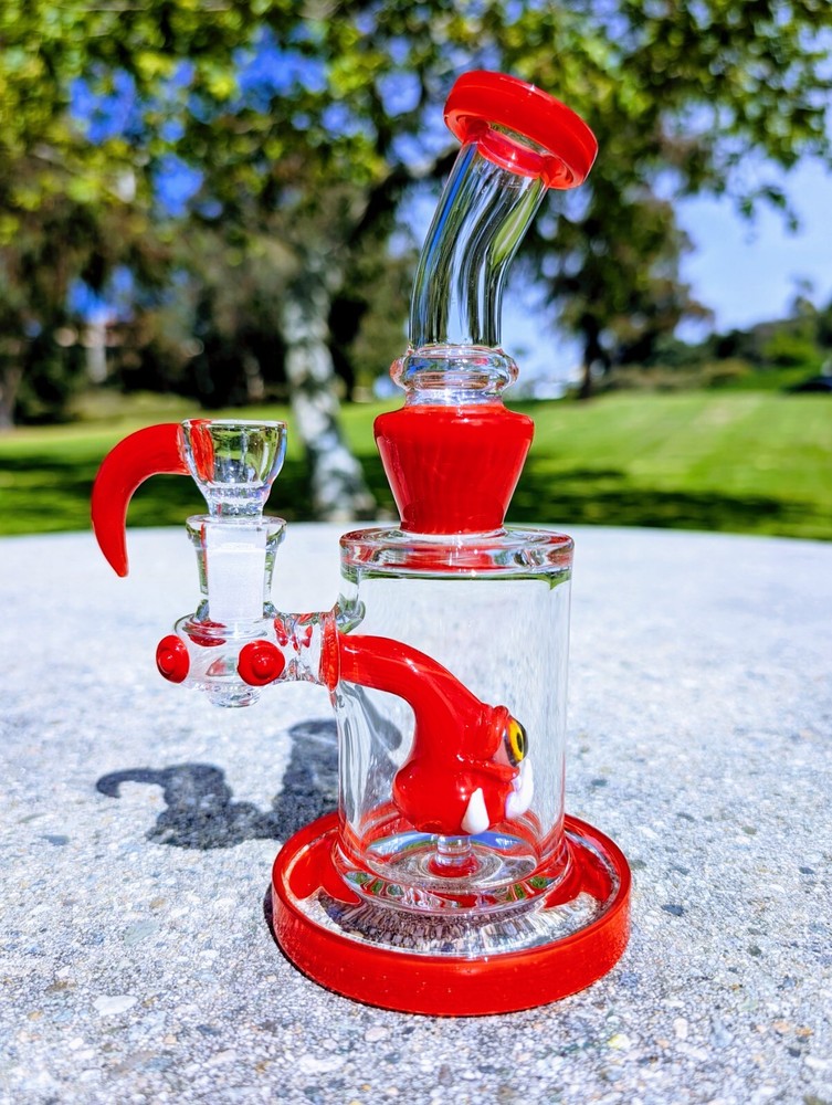 8" Cherry Cyclops Bong With Screen Filter Bowl Premium Quality Water Pipe Hookah