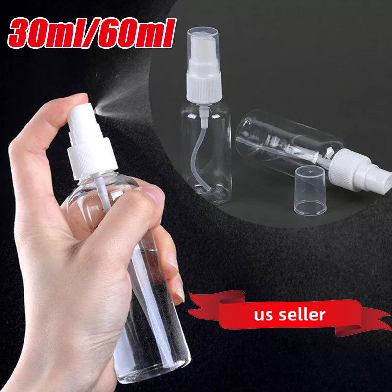 30/60ML Travel Spray Bottle Plastic Transparent Perfume Empty Atomizer USA