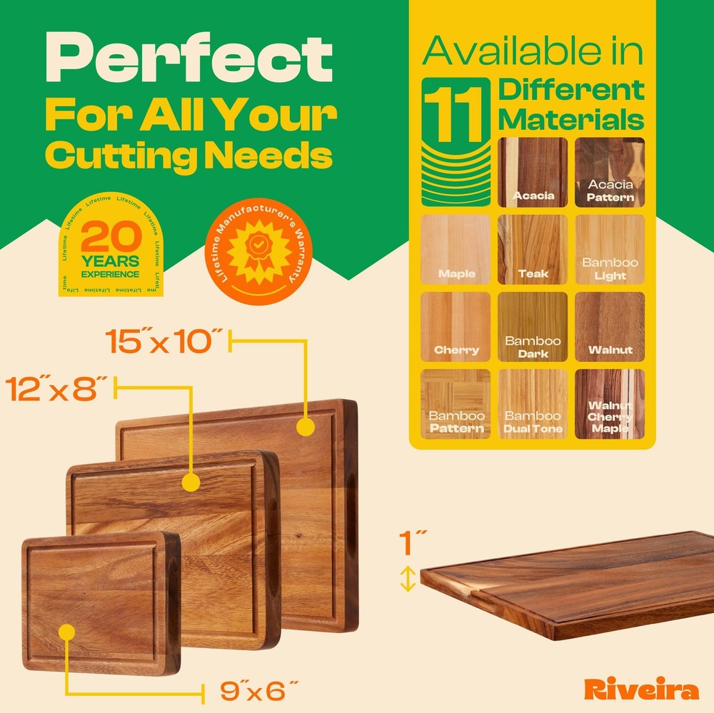 Walnut Cutting Board Set – Versatile And Durable: Set Of 3 Pcs Rectangular Wo...