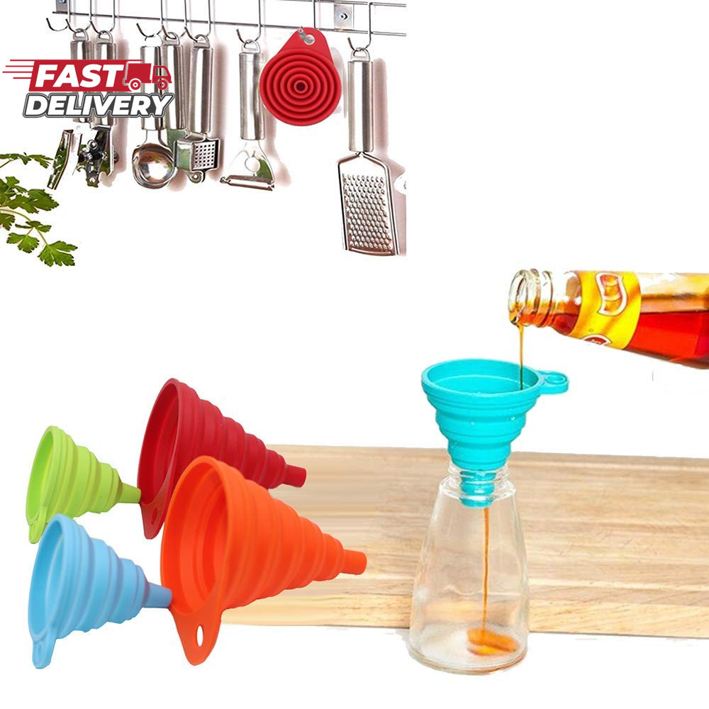 Kitchen Funnel Set 4 Pack Small And Large Kitchen Gadgets Accessories Foldable
