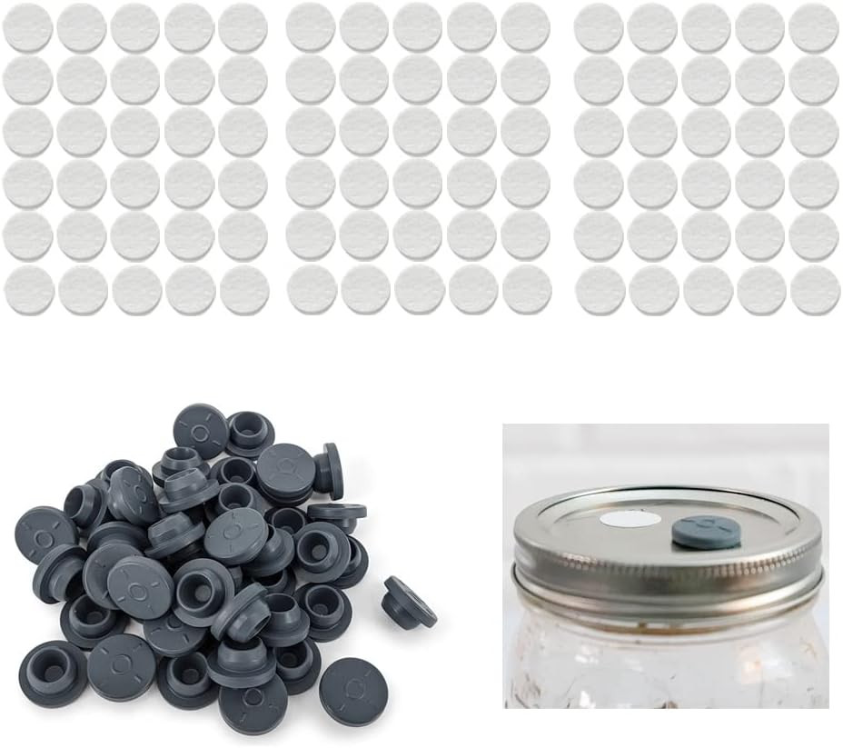 100PCS Self Healing Injection Ports and120PCS Synthetic Filter Stickers Mushroom