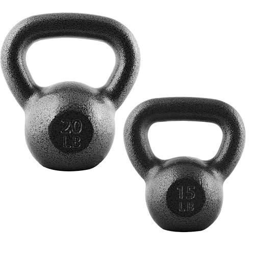 Cast Iron Kettlebell - Coated, Multiple Weight Options, Singles & Sets for Home