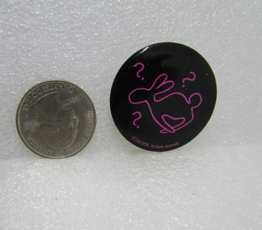 Rabbit w/ Question Marks Button Pin