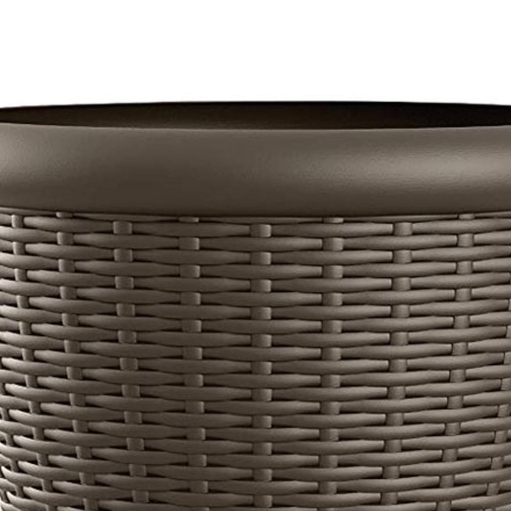 Suncast Willow 18" Diameter Decorative Wicker Patio Planter Pot, Java (4 Pack)