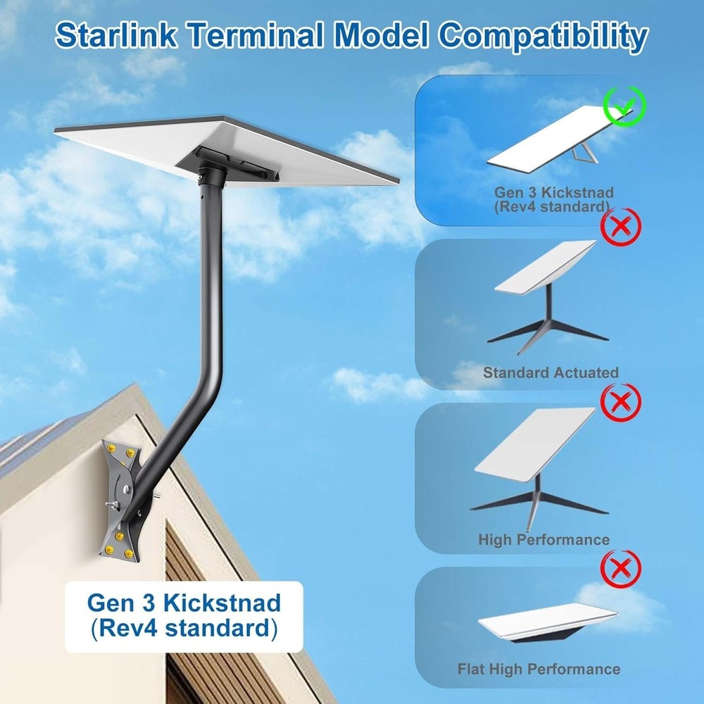 Robust Gen 3 Starlink Mounting Solution - Adjustable Durable Aluminum Design