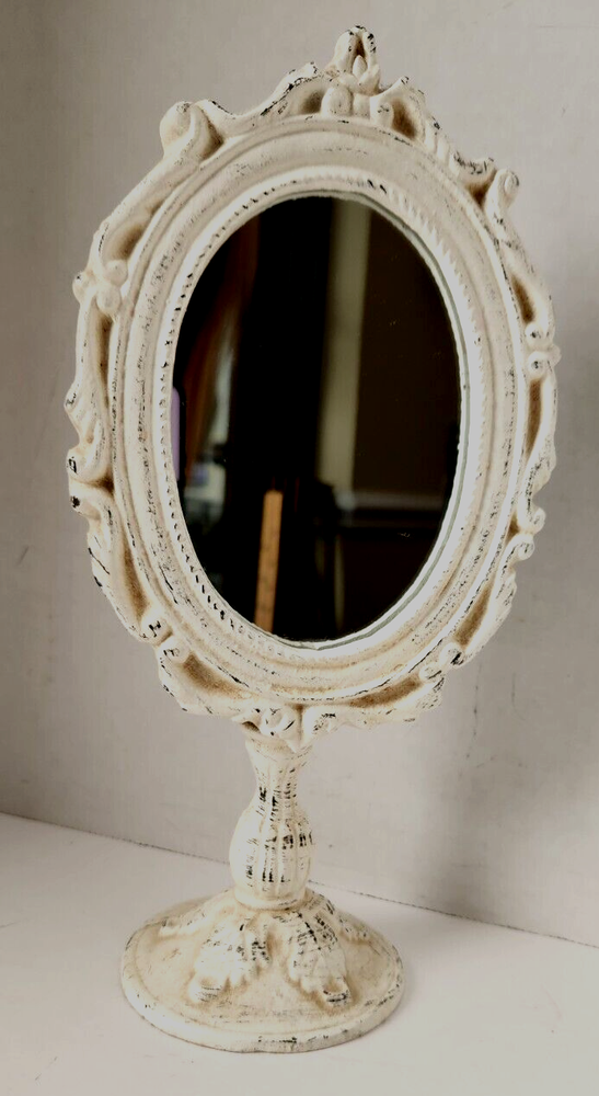 Cast Iron Frame Vanity Mirror Stand Shabby Chic Boho Victorian Decor 10"