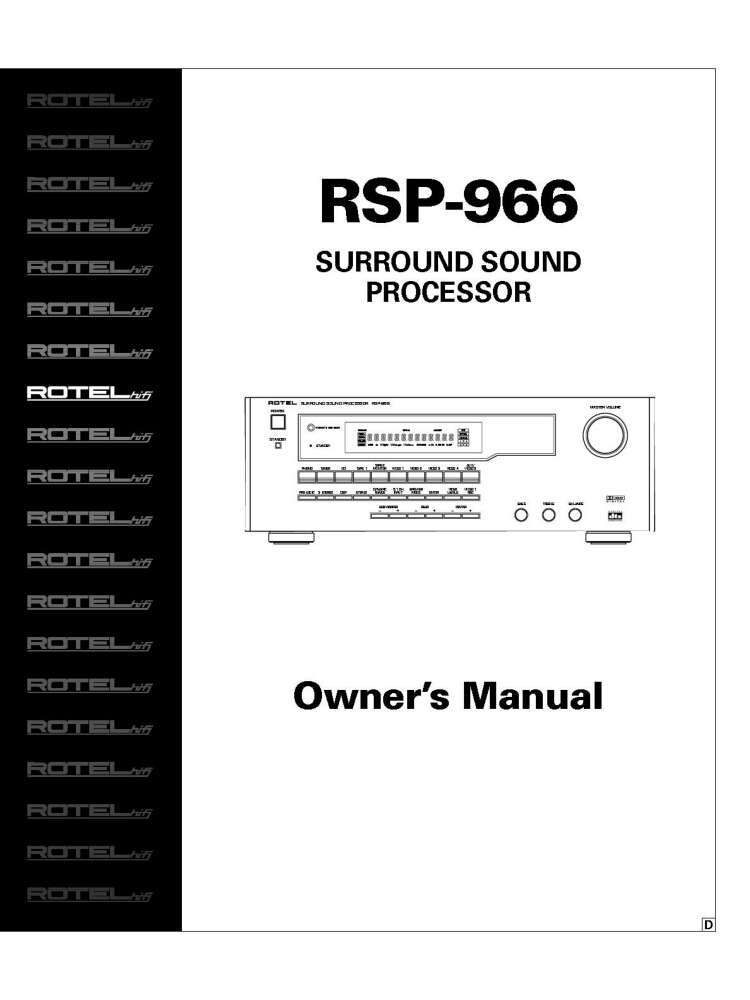 Rotel RSP-966 Surround Processor Owners Manual