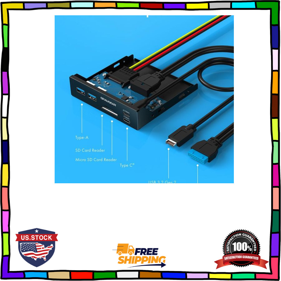 3.5 Inch Front Panel USB C Hub, Sd/Microsd Internal Card Reader, 20Gbps USB 3.2