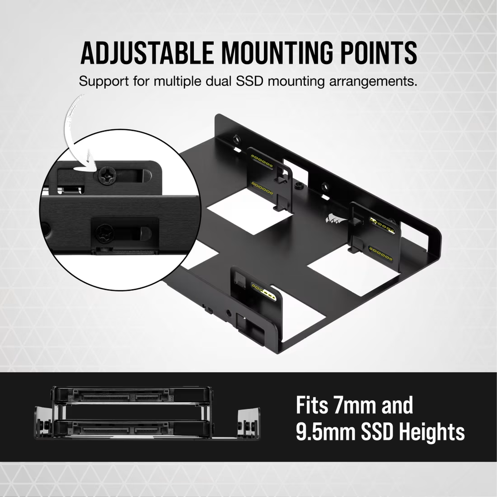 Corsair Dual SSD Solid State Mounting Bracket 3.5" CSSD-BRKT2 Black new in box.