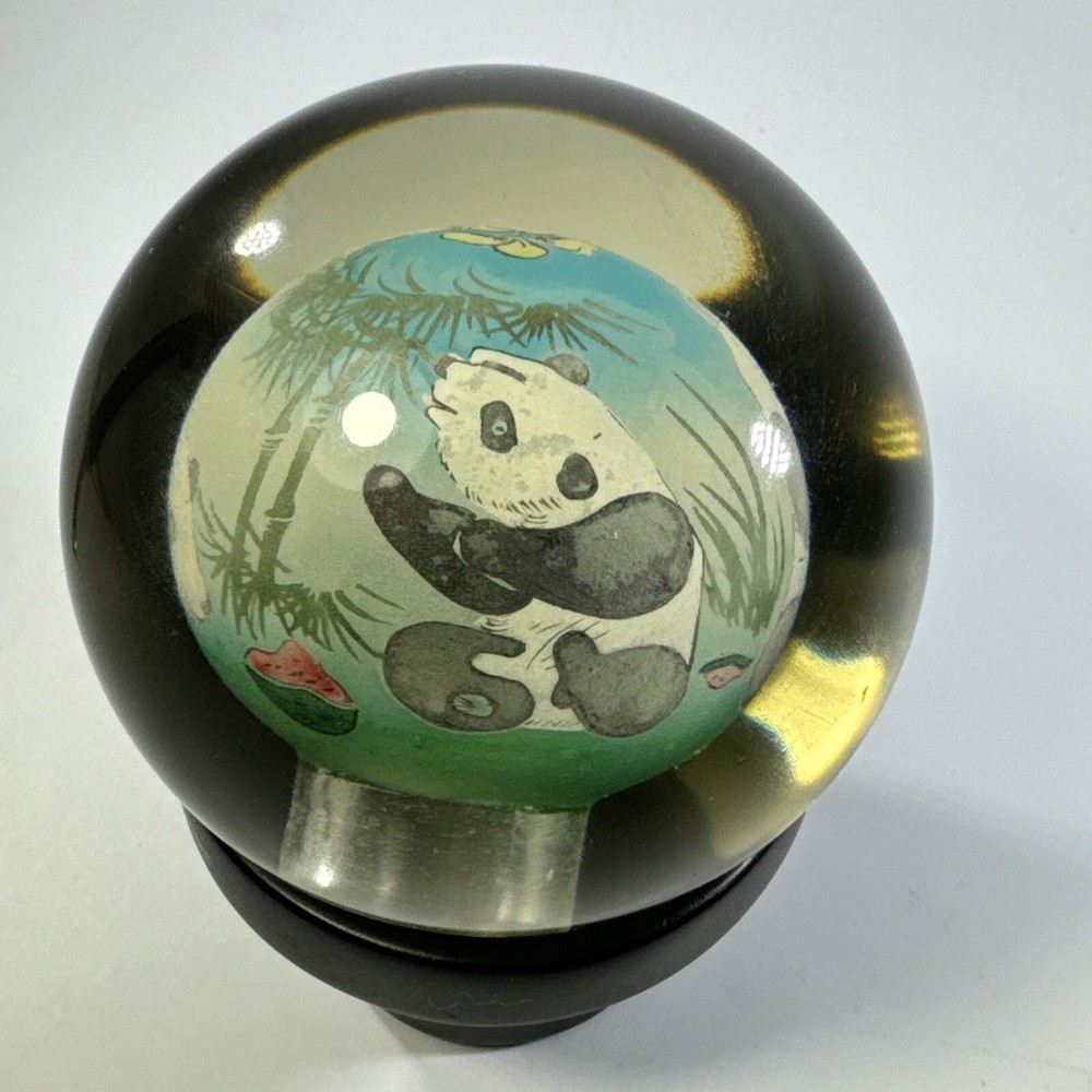 Chinese Hand painted Inside Reverse Art Panda Glass Globe