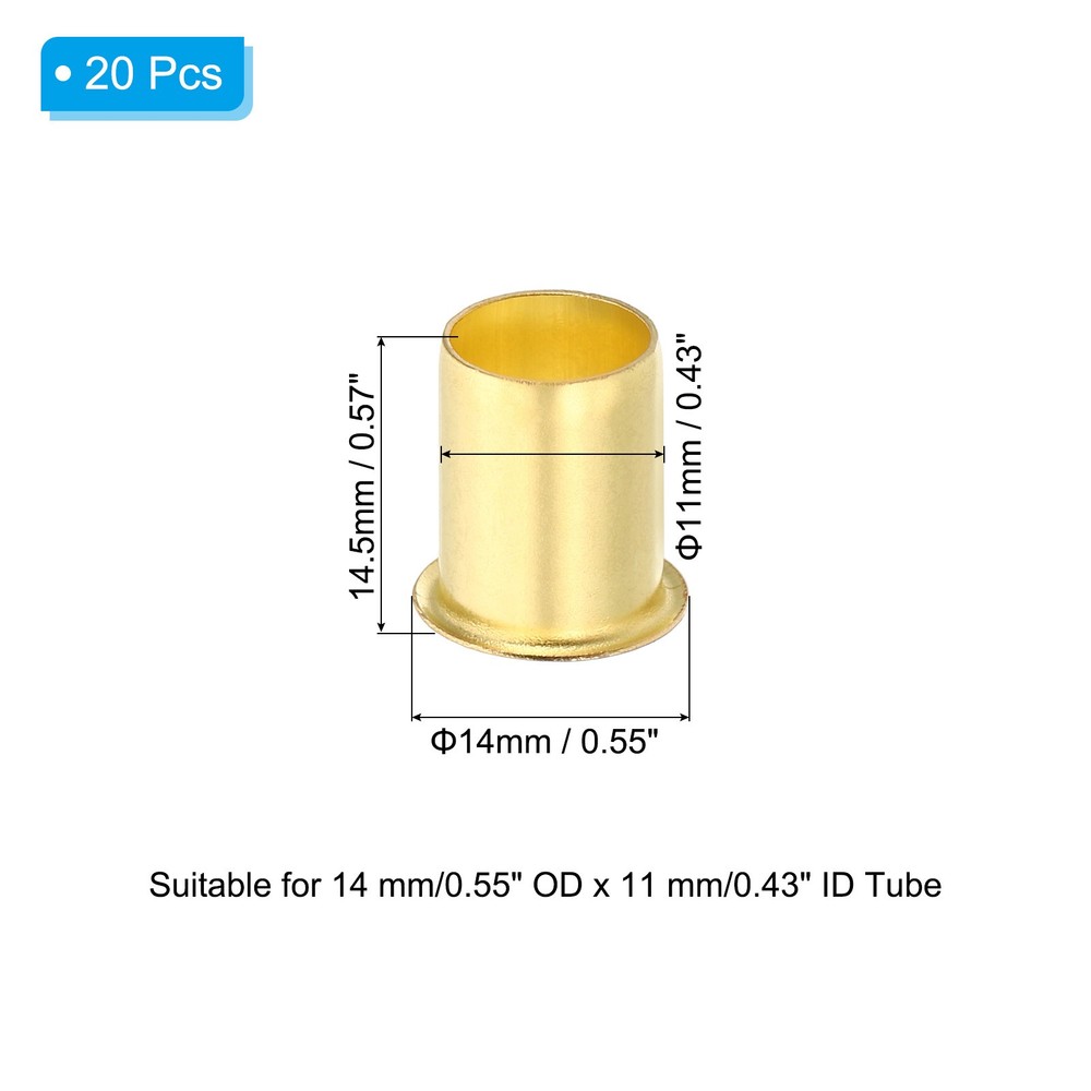 20Pcs 14mm OD x 11mm ID Tube Brass Compression Insert