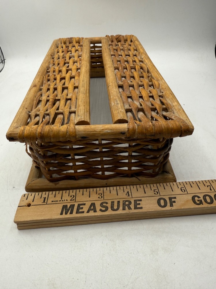 Vintage Wicker Tissue Box Cover Woven Rectangular Made In Philippines