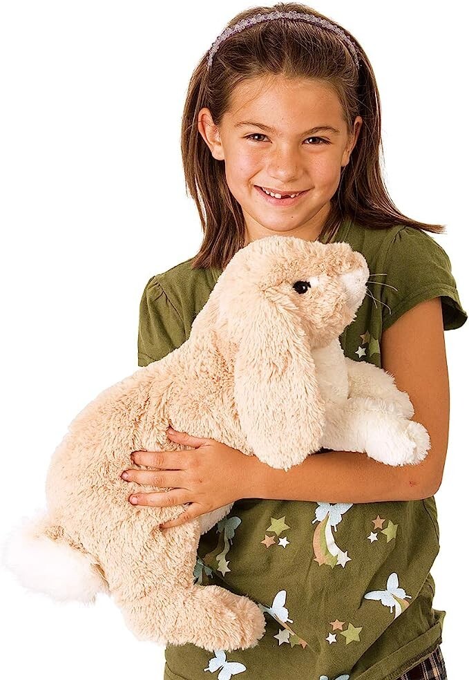 Folkmanis Floppy Bunny Rabbit Hand Puppet, Tan, White