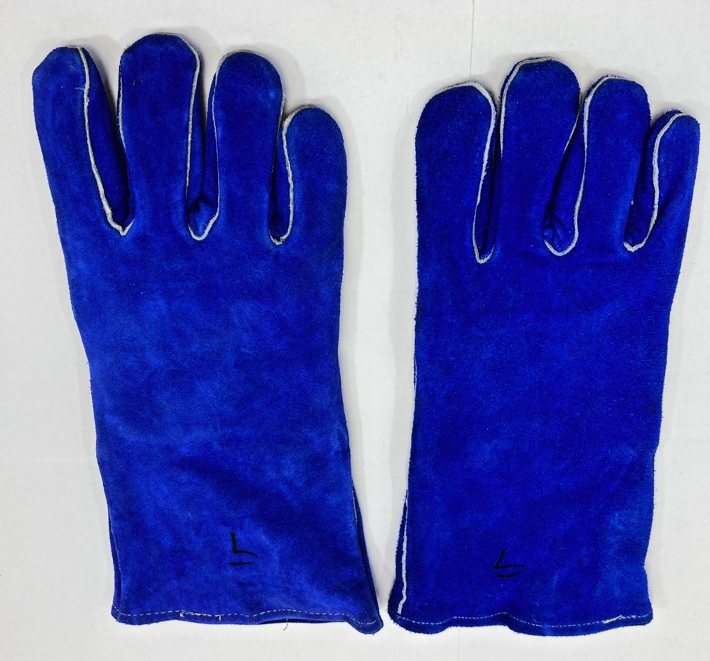 Blue Leather Stick Welding Gloves Medium