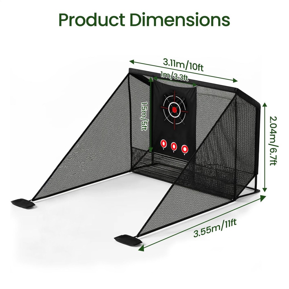 10x6.7 ft Golf Practice Hitting Net with Frame, Netting, Target and Accessories