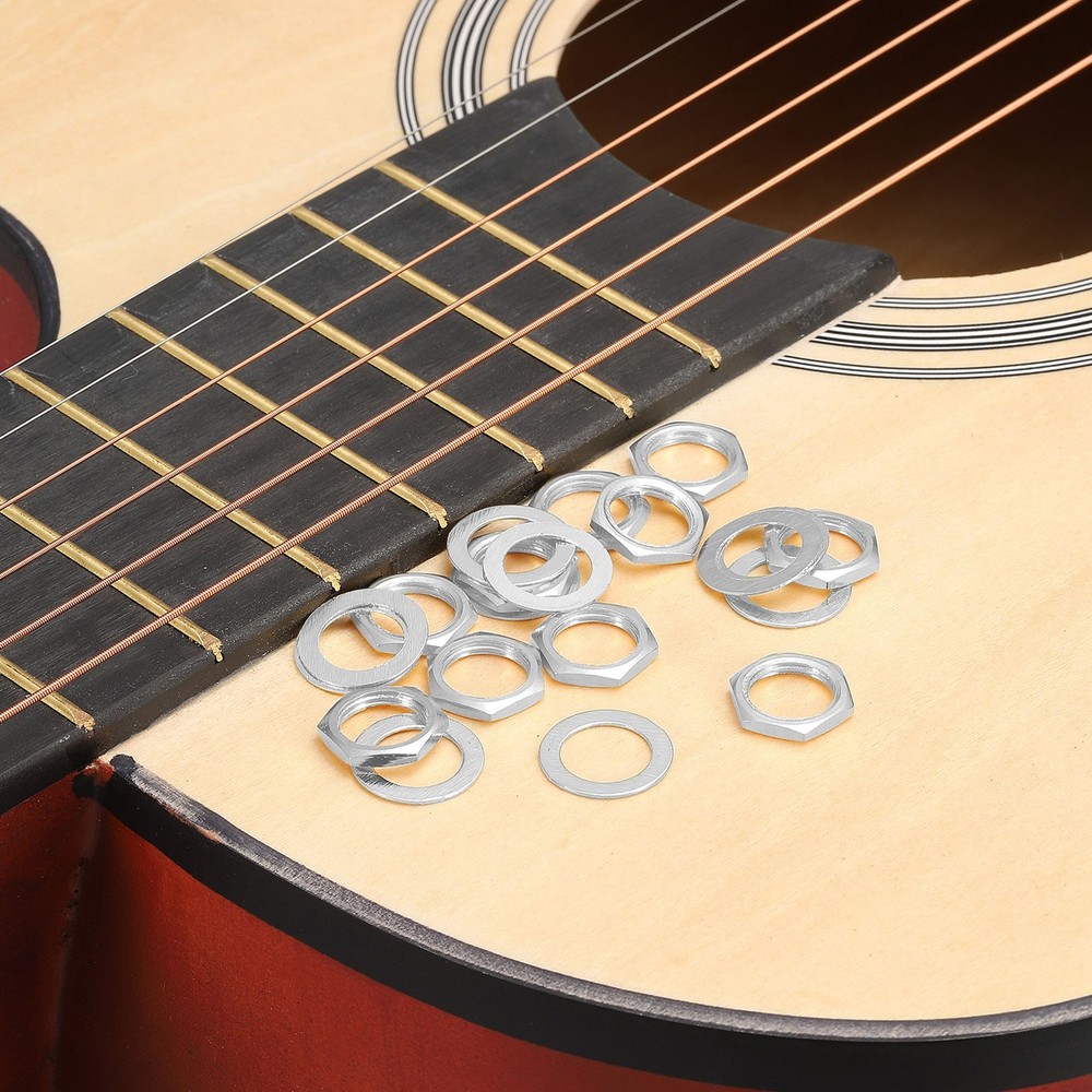 4 Set Guitar Nut and Washers 3/8" Guitar Input Output Jack Socket Nut Silver DIY
