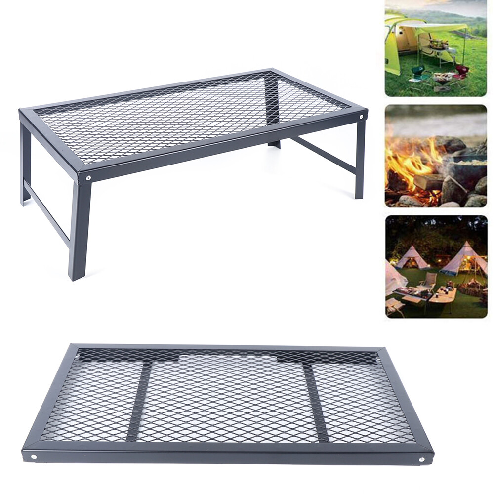 Foldable Camping Grill Fire Pit Grate Campfire Cooking Portable Stand Equipment