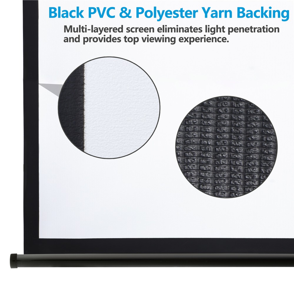 Projector Screen 120'' 1:1 40K HD Manual Pull Down Projection Screen Black