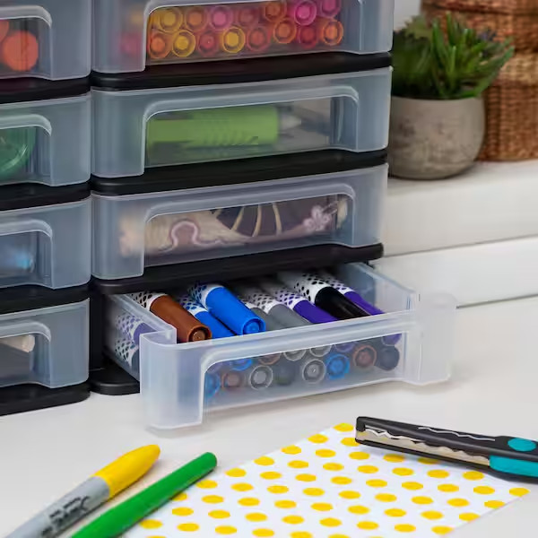 4 Drawer Compact Desktop System in Black (2-Pack)