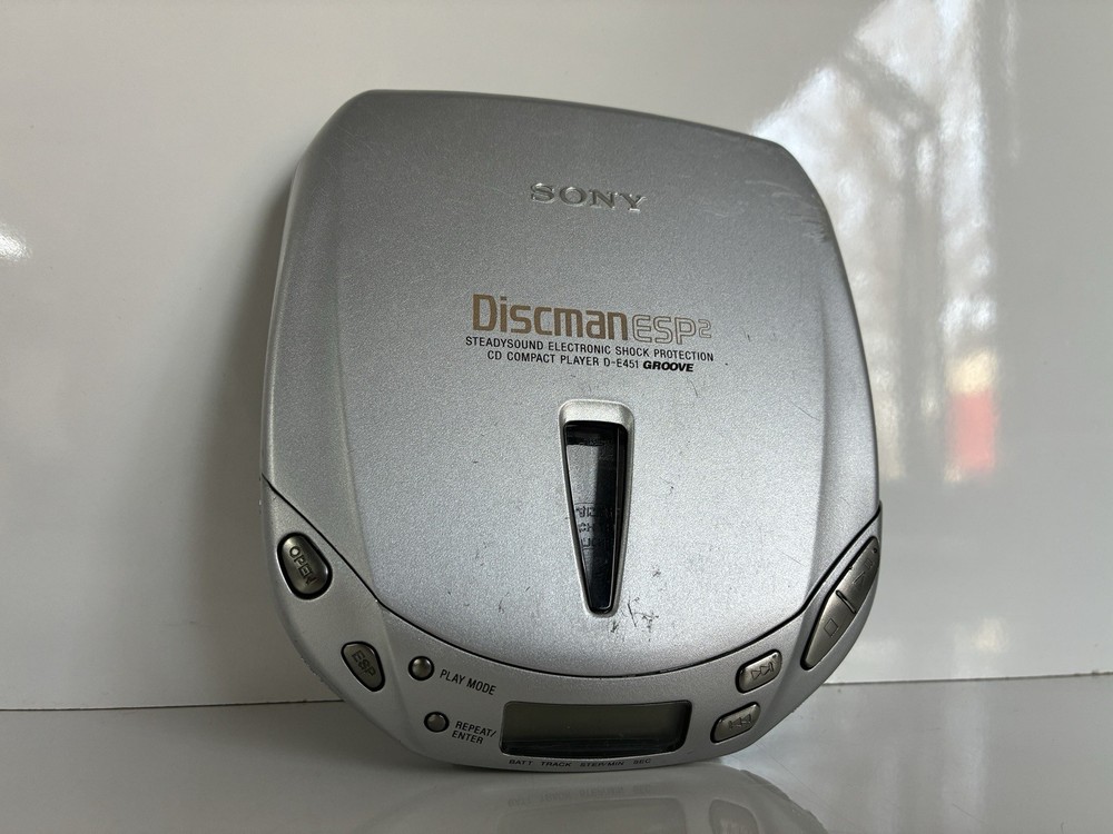 Sony Discman D-E401 Groove CD Player ESP2 Silver - TESTED WORKS