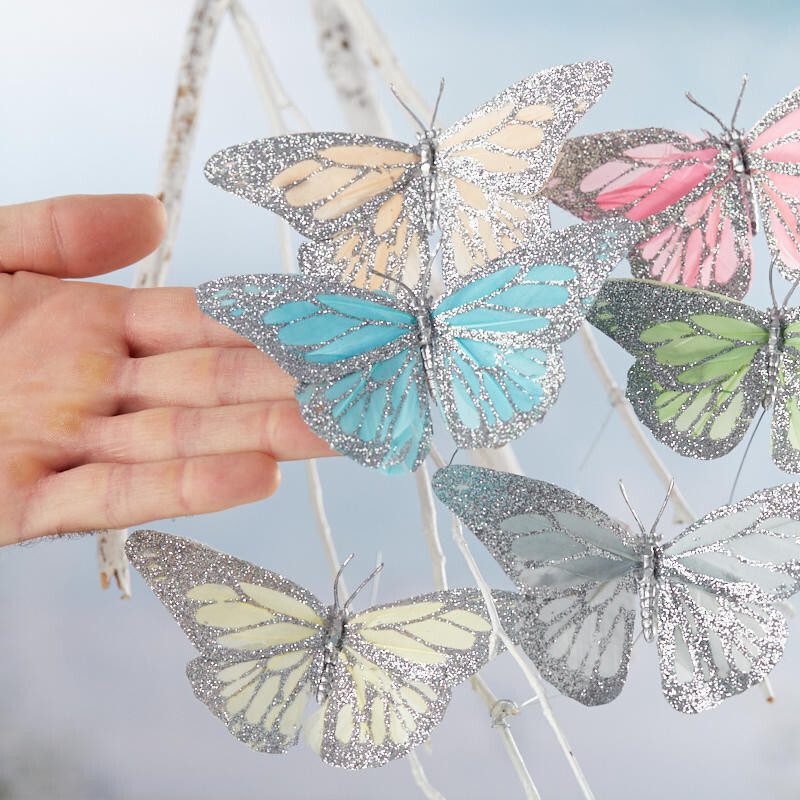 Package of 12 Assorted Glittered 4-1/2" Artificial Butterflies