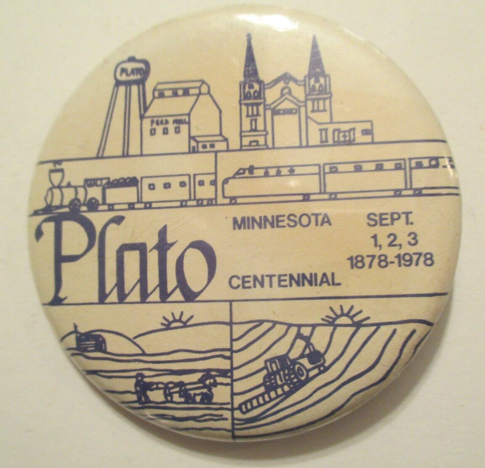 Plato Minnesota Centennial 1978 MN Pinback Button