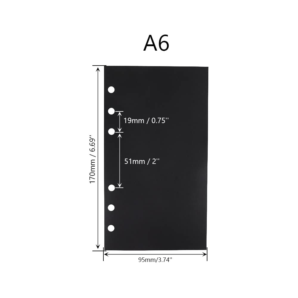 2 Pack A6 Refill Paper Blank 6 Ring Planner Refills Black Blank,