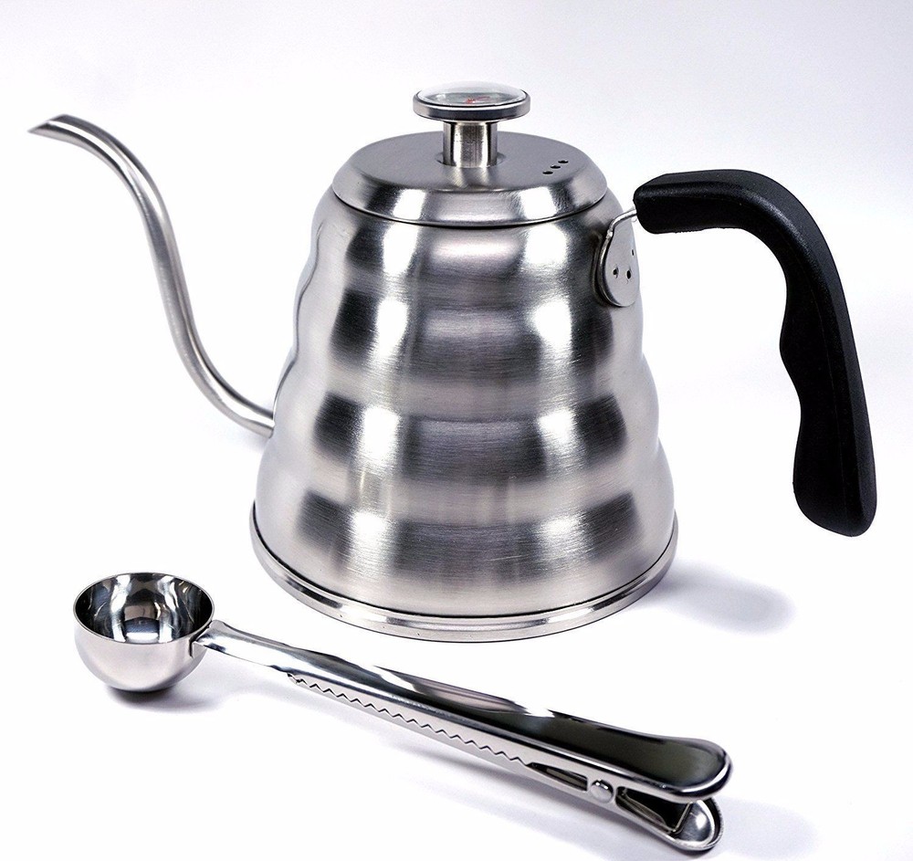 Pour Over Coffee Kettle Set with Thermometer 1.2L - Gooseneck Hand Grip