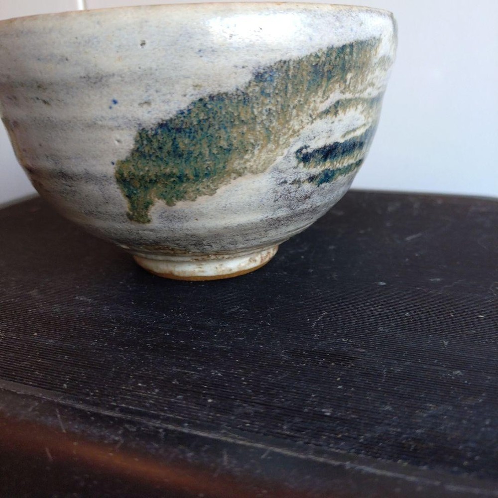 Tea Utensils Repreduction Kyoto white ceramic with and green pattern