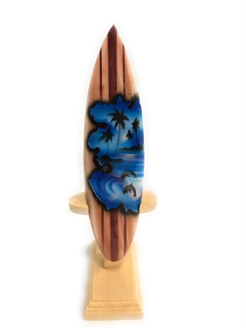 Surfboard w/ Stand Dolphins Design 6" - Trophy | #lea01b15